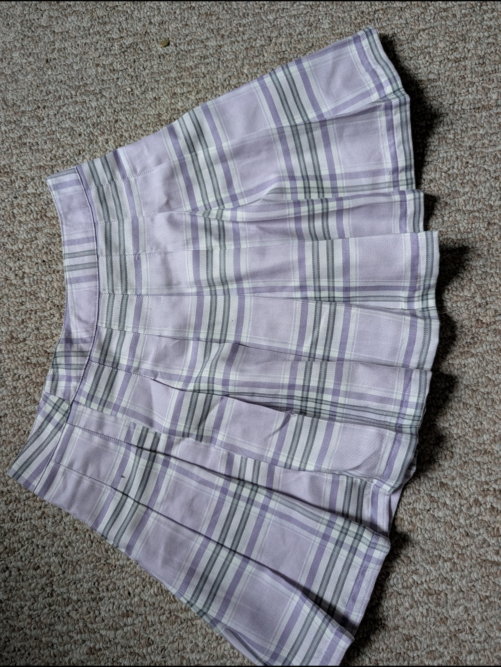 Forever 21 Lavender Plaid Pleated Mini Skirt
